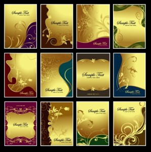 Set Of Vector Golden Floral Card Covers