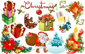 Set Of Vector Merry Christmas Design Elements