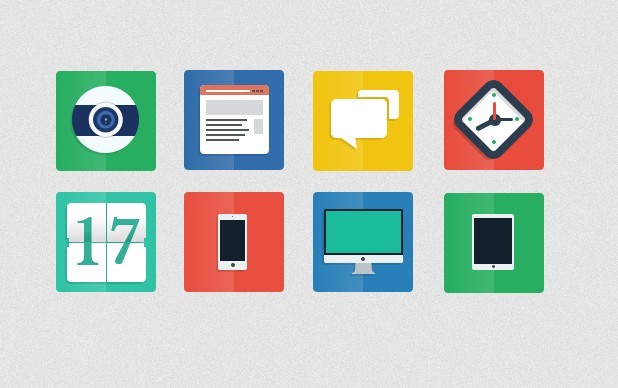 8 Minimal Flat Icons PSD