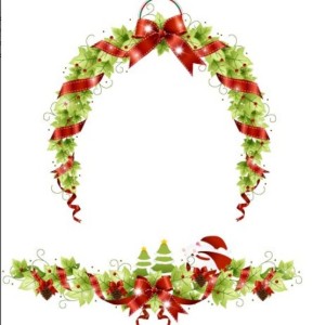 Christmas Wreaths with Ribbons and Bows Vector 01