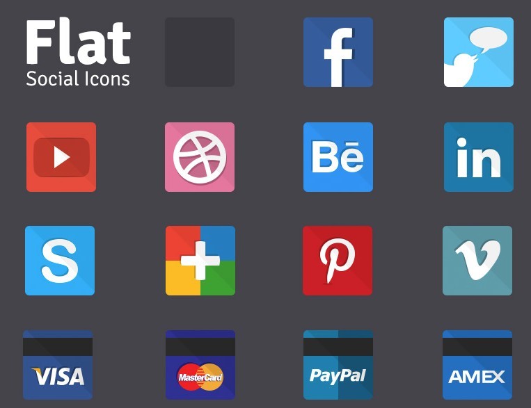 Flat Social and Payment Method Icons