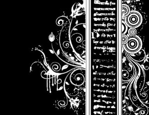 Black and White Vintage Floral & Flower Decorative Pattern 03 Vector