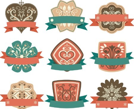 Set Of Vector Flat Designed Floral Badge Stickers