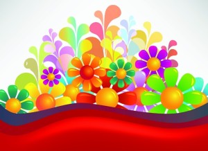 Brightly Colored Flowers Background Vector 02