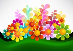 Brightly Colored Flowers Background Vector 05