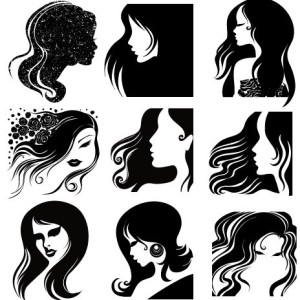 Female Head Silhouettes Vector