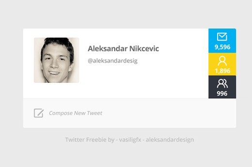 Flat Twitter User Profile Interface PSD