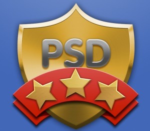 Metal Shield and Ribbon Badge PSD