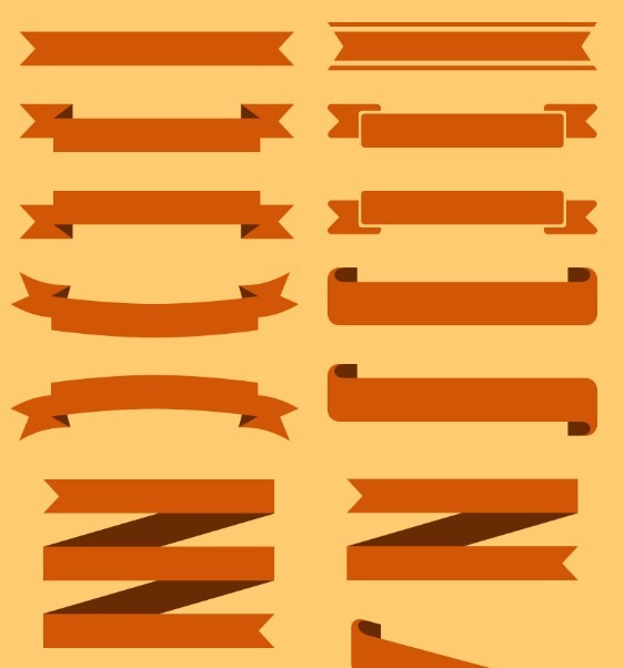 Set Of Brown Ribbons PSD Vector