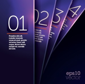 Vector Dark Purple Vertical Banners with Numbers 01