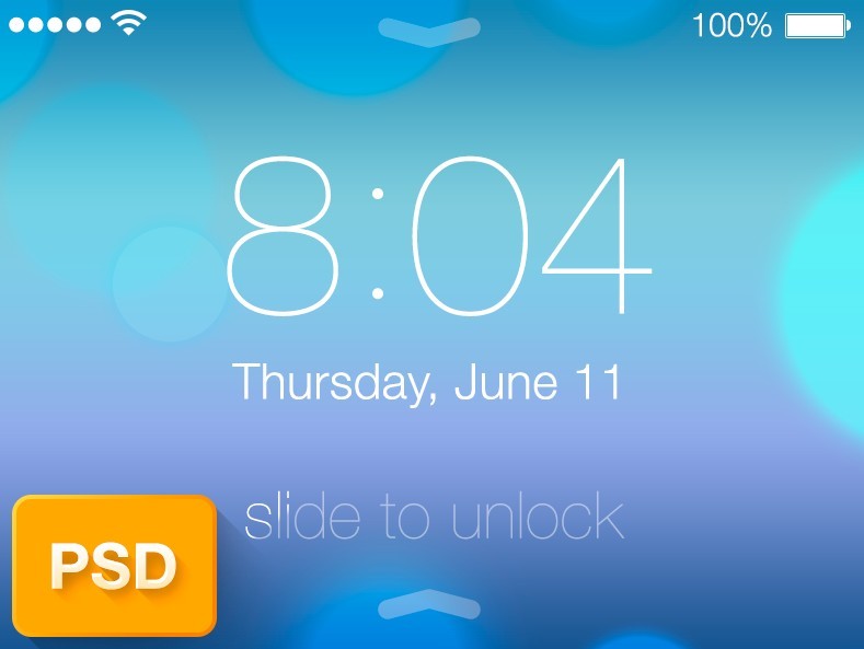 Flat iOS 7 Lock Screen PSD