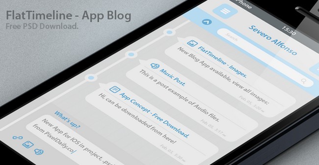 Flat iPhone Timeline App Widget PSD