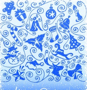 Vector Vintage Blue Merry Christmas Decorative Patterns