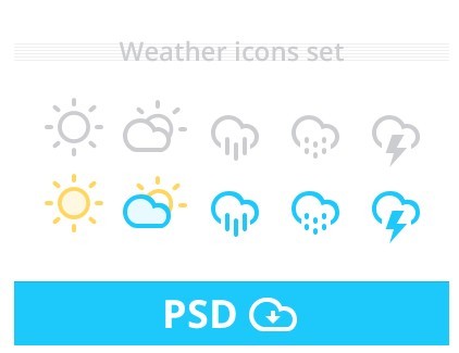 Cute Weather Icons Set PSD