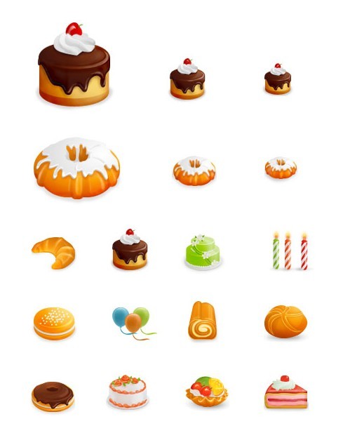 Set Of Yummy Cake Icons (EPS Included)