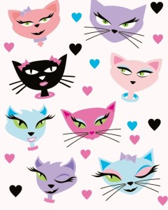 Cute Cartoon Cat Heads Illustration Vector