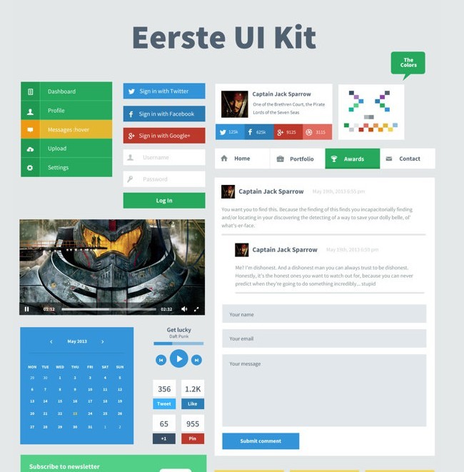 Eerste Flat UI Kit PSD