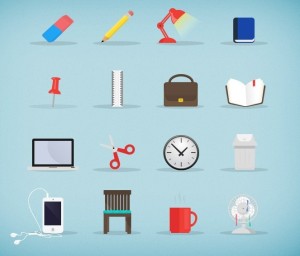 Flat Stationary Icons Pack