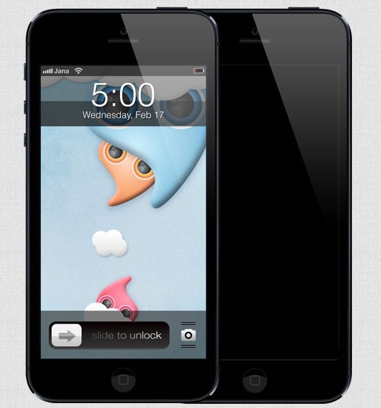 High Quality Black iPhone 5 Template PSD