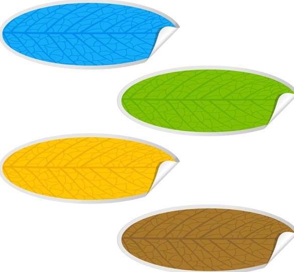 Oval Paper Like Leaf Stickers Vector