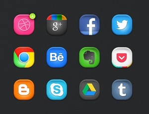 Rounded Social Media Buttons PSD