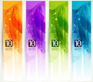 Set Of Clean Banner Template with Colorful Leaf Background Vector 01