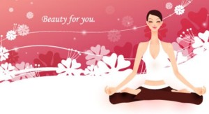 Yoga Girls with Fresh Floral Background Illustration Vector 01