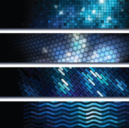 Free Set Of Bright Blue Abstract HI-Tech Banners Vector - TitanUI