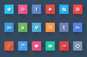 Simple Flat Design Social Media Icons Set PSD