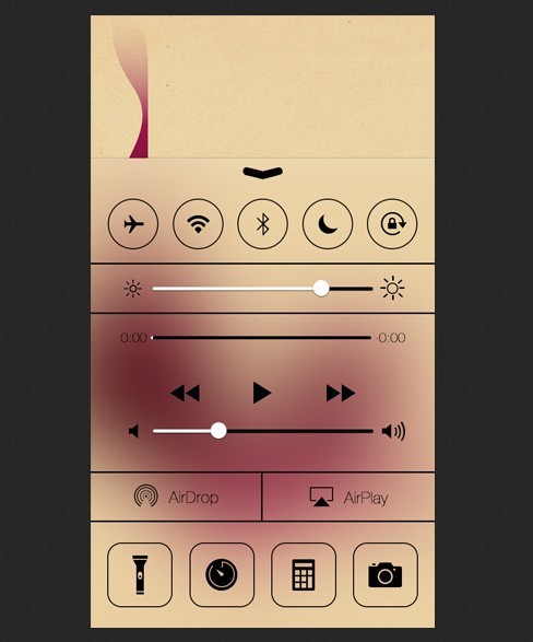 Golden New iOS 7 Control Center PSD