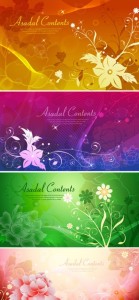 Set Of Vector Bright Flower Background