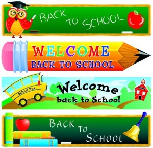 Set Of Vector Green Back To School Banners