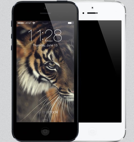 iPhone 5 with iOS 7 Lock Screen