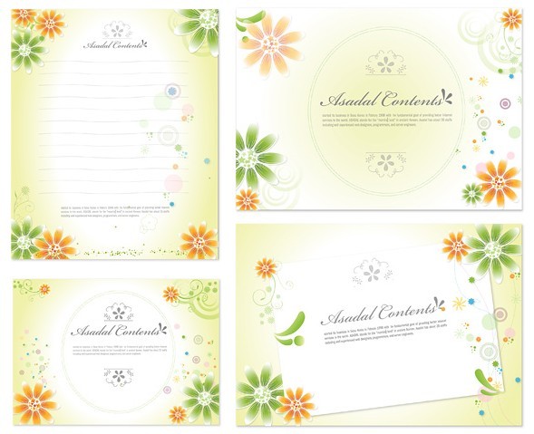 Clean Floral Note Papers Vector