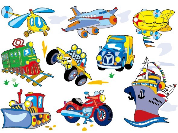 Free Cute Cartoon Transportation Icons Vector 03 - TitanUI