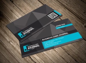 Dark Business Card Template With QR Code PSD