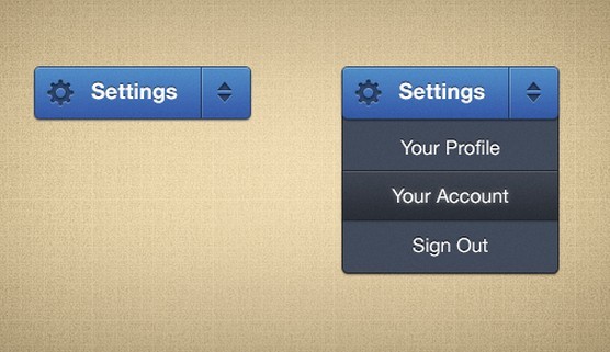 Settings Drop Down Menu PSD