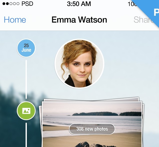 iPhone 5 iOS 7 Style Timeline PSD