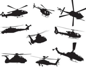 Set Of Vector Helicopter Silhouettes