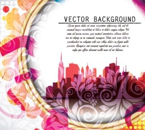 New York Skyline with Floral Background Vector