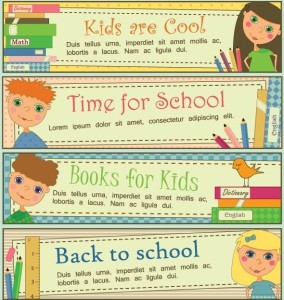 Set Of Vintage Cartoon Back to School Banners Vector