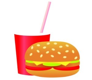 Flat Hamburger and Drink Vector Illustration