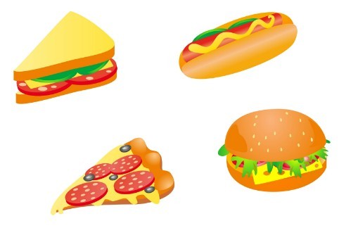 Flat Style Foods Vector Illustration