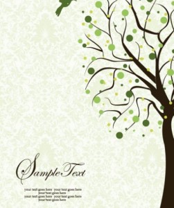 Hand Drawn Vector Green Tree and Bird Illustration 02