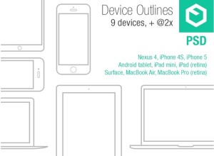 Mobile Device Outlines PSD