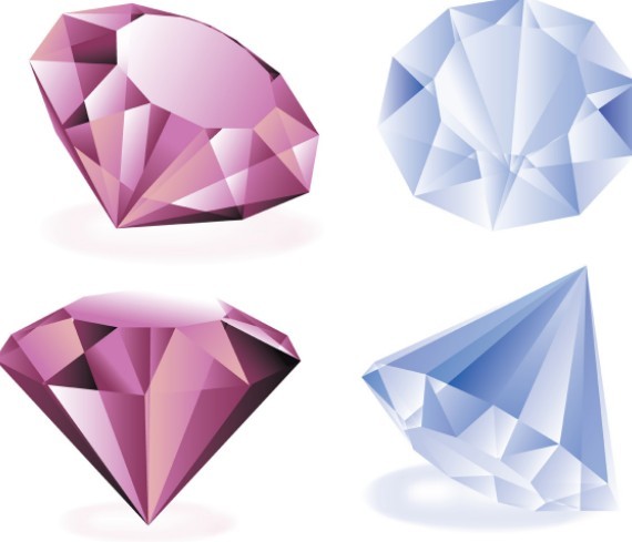 3D Colorful Diamonds Vector 01