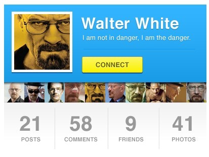 Flat Blue User Profile Widget PSD