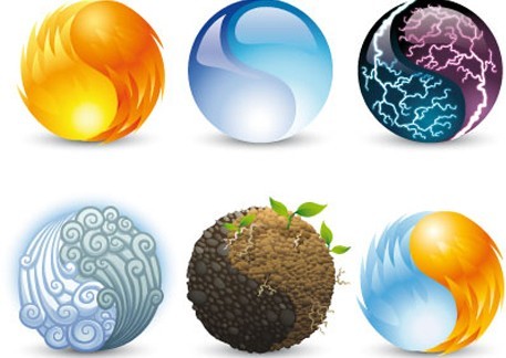 Glossy Ying Yang Icons Vector