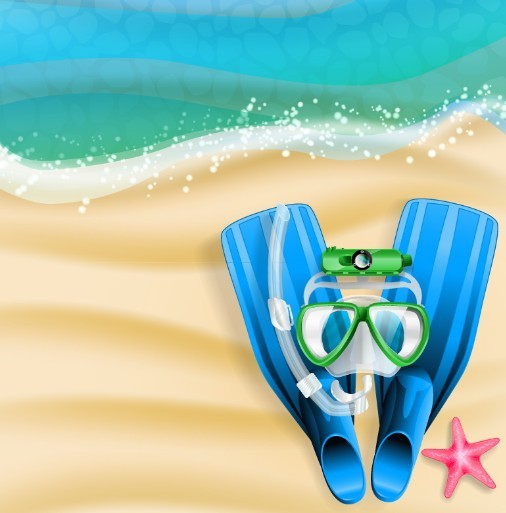 Summer Beach Diving Design Elements Vector