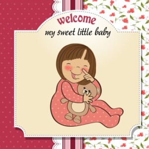 Elegant Cute Cartoon Baby Card Cover Vector 01